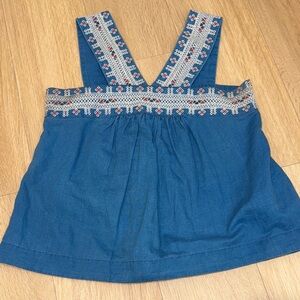 Madewell- denim Sleeveless Top with Embroidered Straps sz 6